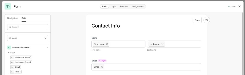 Build your form in the Form Builder