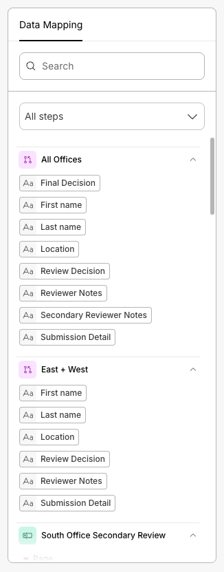 Unified fields across a layered (nested) merge