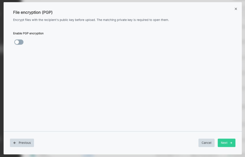 PGP encryption disabled on the SFTP connection